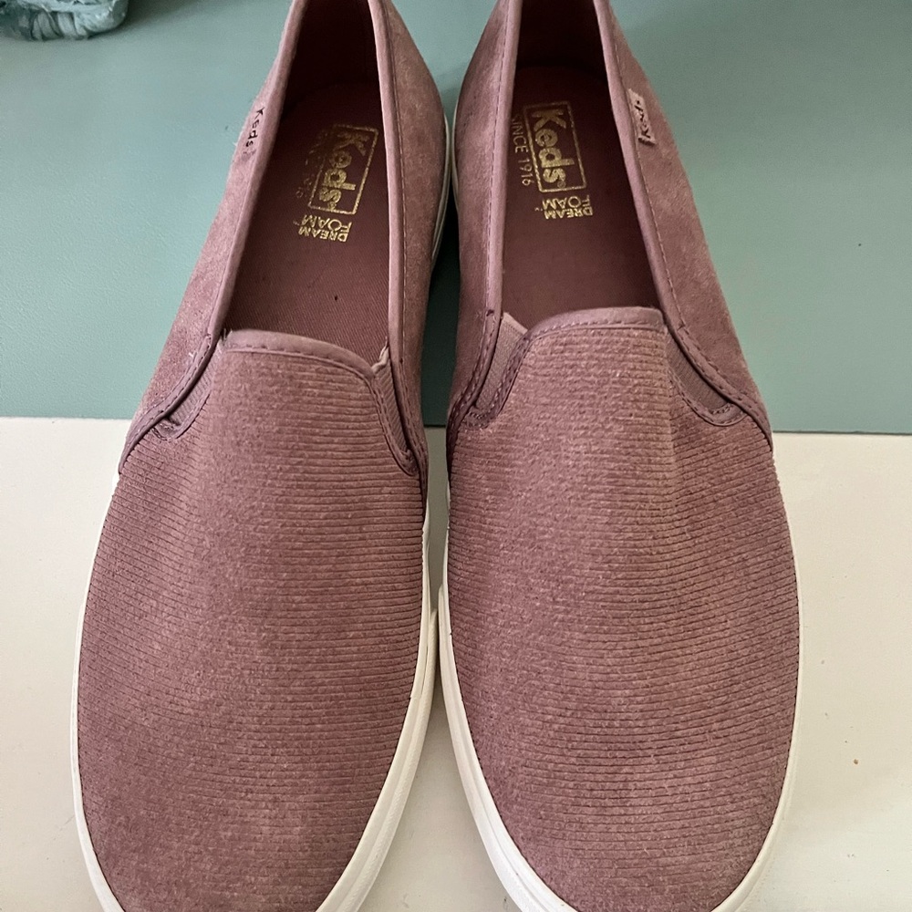 Keds Purple Slip-On Sneakers with Canvas Texture